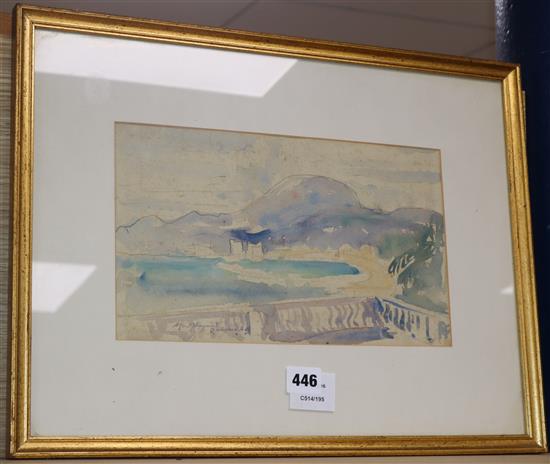 Alfred Hayward, watercolour, Coastal landscape, signed in pencil 18 x 30cm